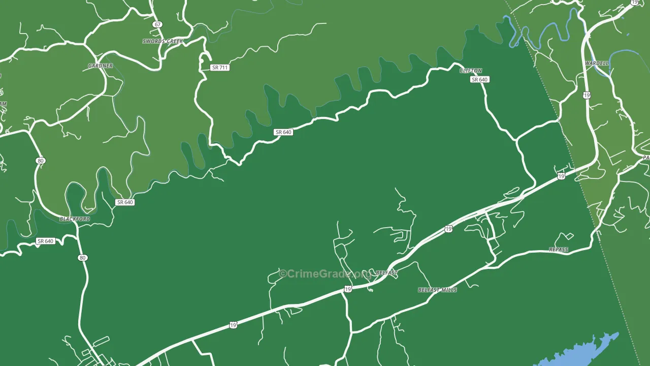 Gardner, VA Map of Vehicle Theft Rates