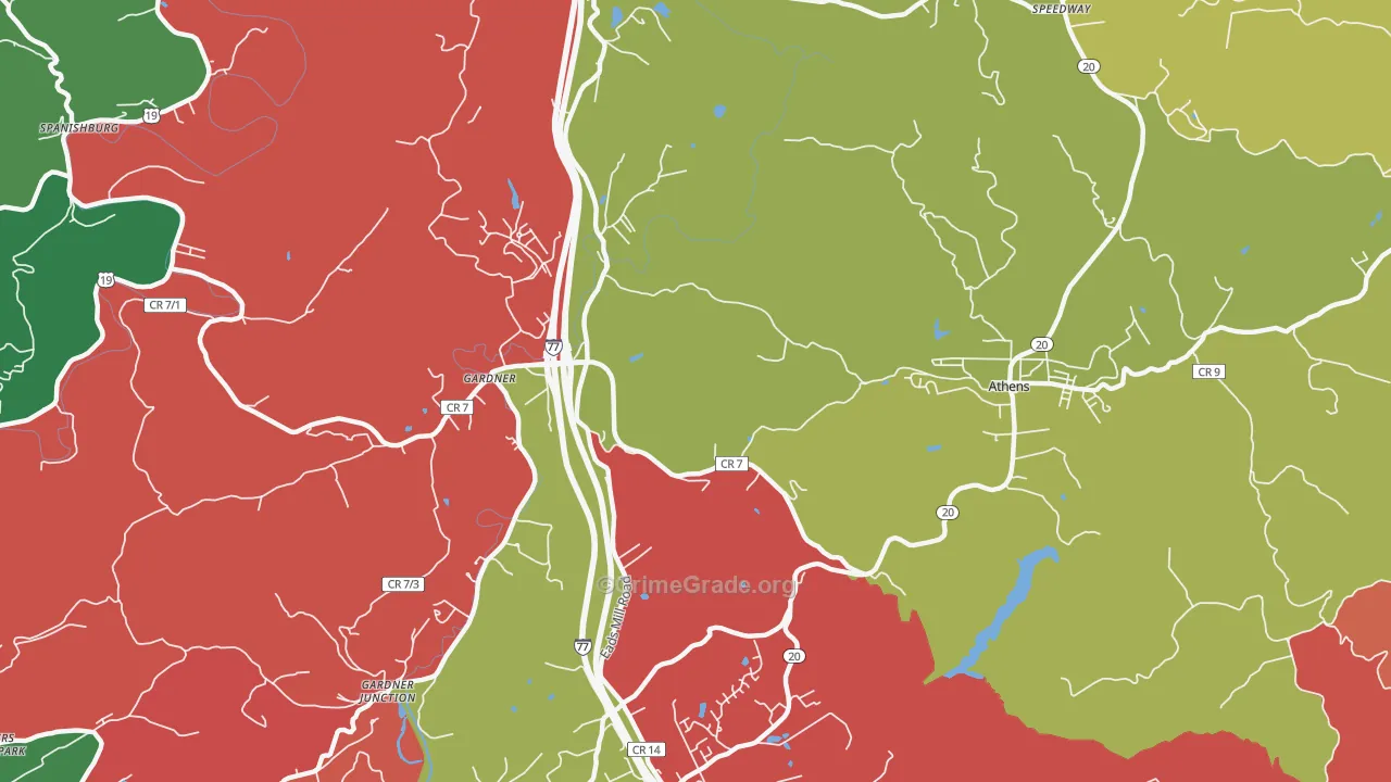 Gardner, WV Map of Vehicle Theft Rates