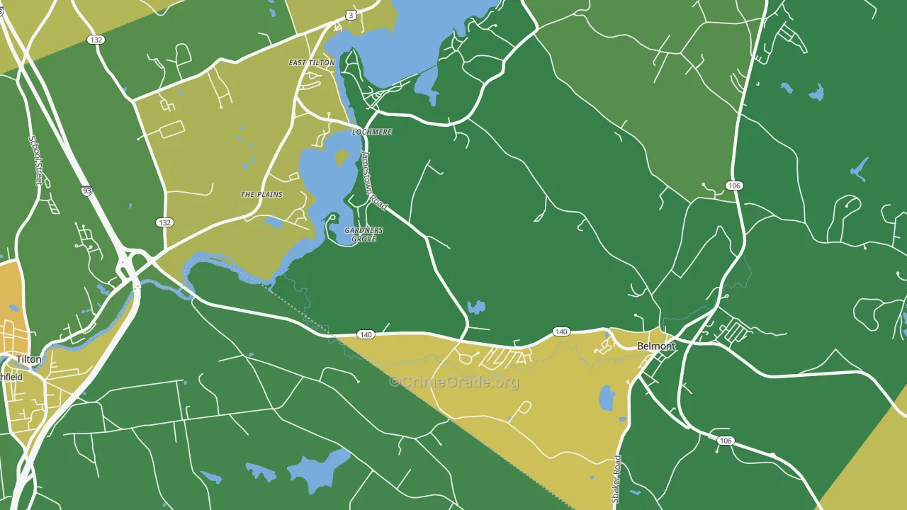 Gardners Grove, NH Map of Vehicle Theft Rates