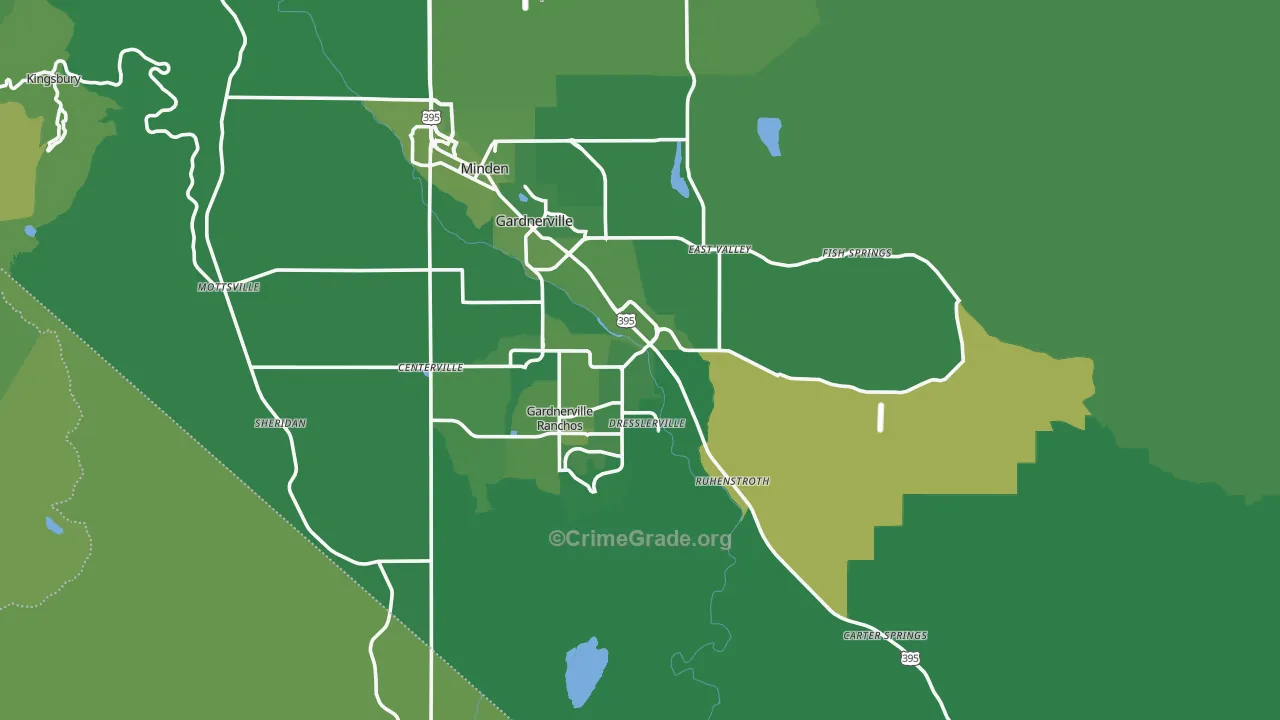Gardnerville, NV Map of Vehicle Theft Rates