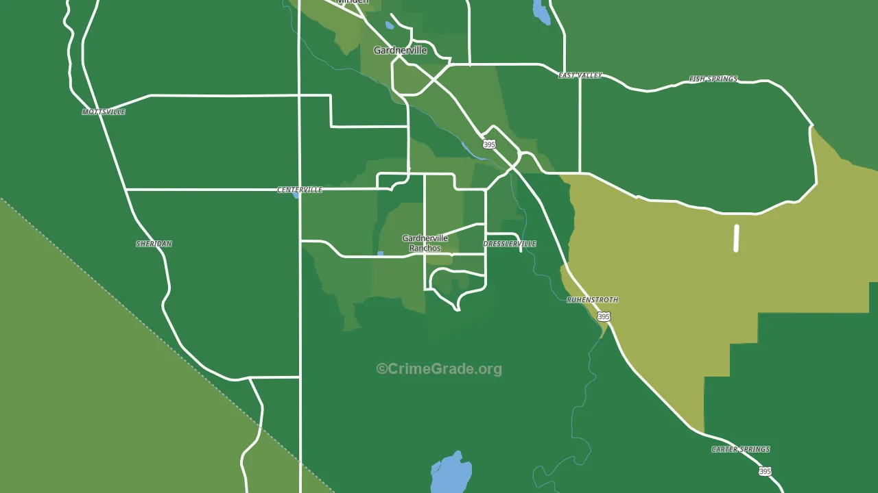 Gardnerville Ranchos, NV Map of Vehicle Theft Rates