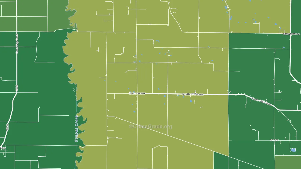 Gards Point, IL Map of Vehicle Theft Rates