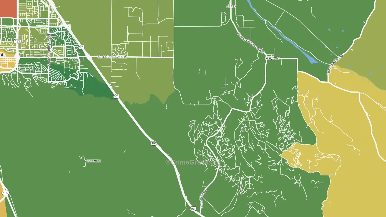 Garey, CA Map of Vehicle Theft Rates