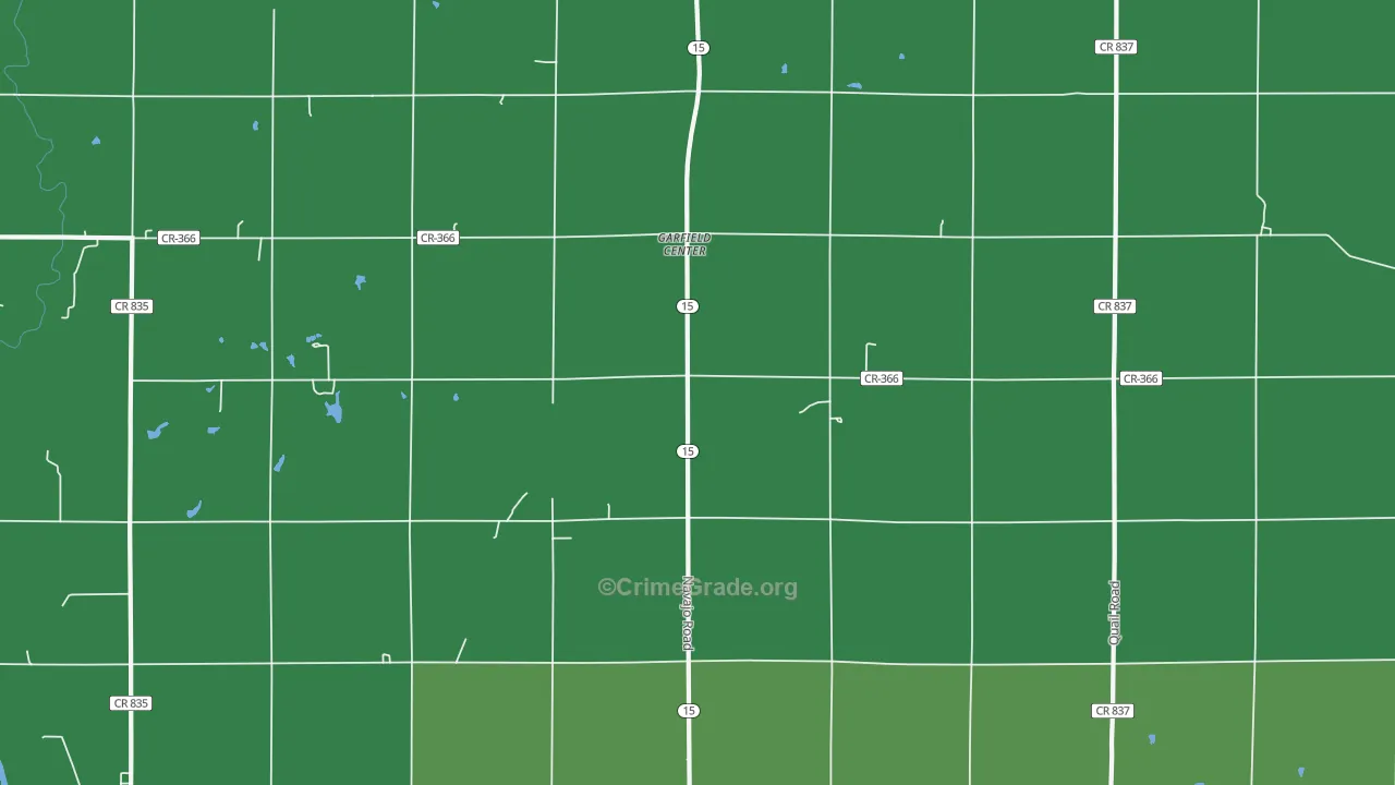 Garfield Center, KS Map of Vehicle Theft Rates