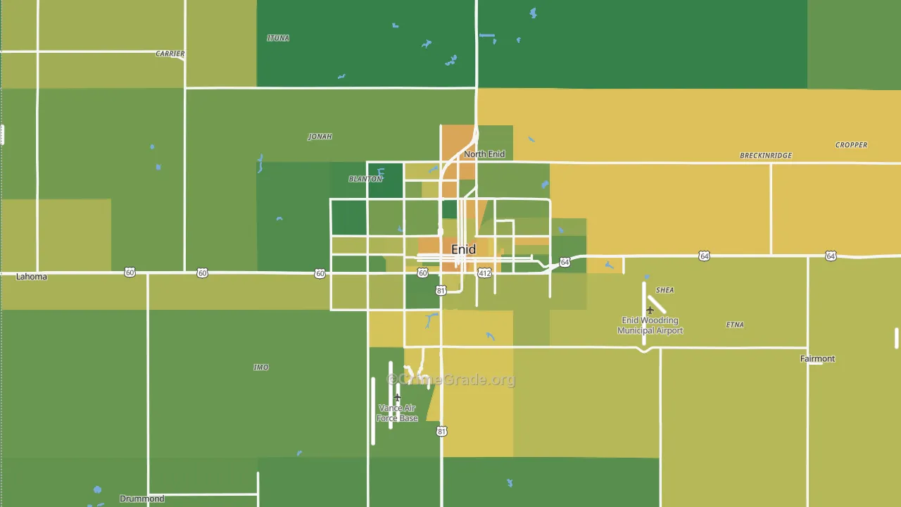 Garfield County, OK Map of Vehicle Theft Rates