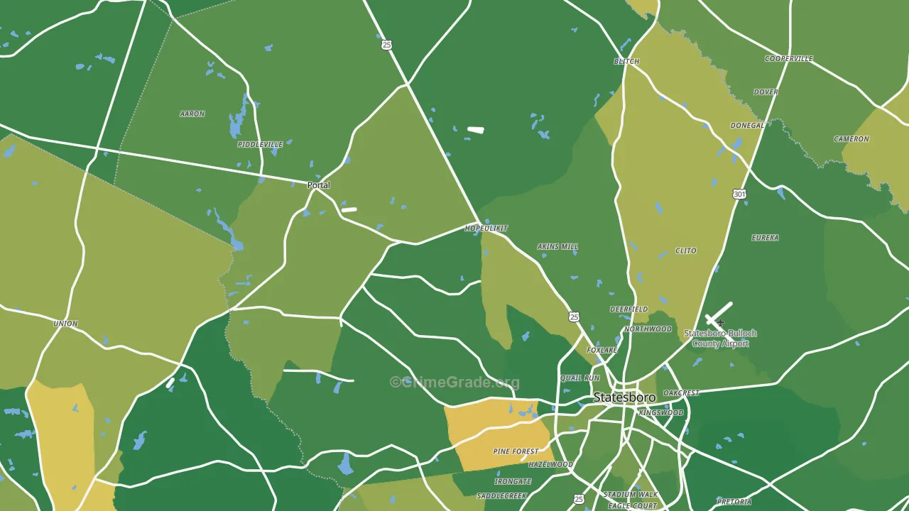 Garfield, GA Map of Vehicle Theft Rates