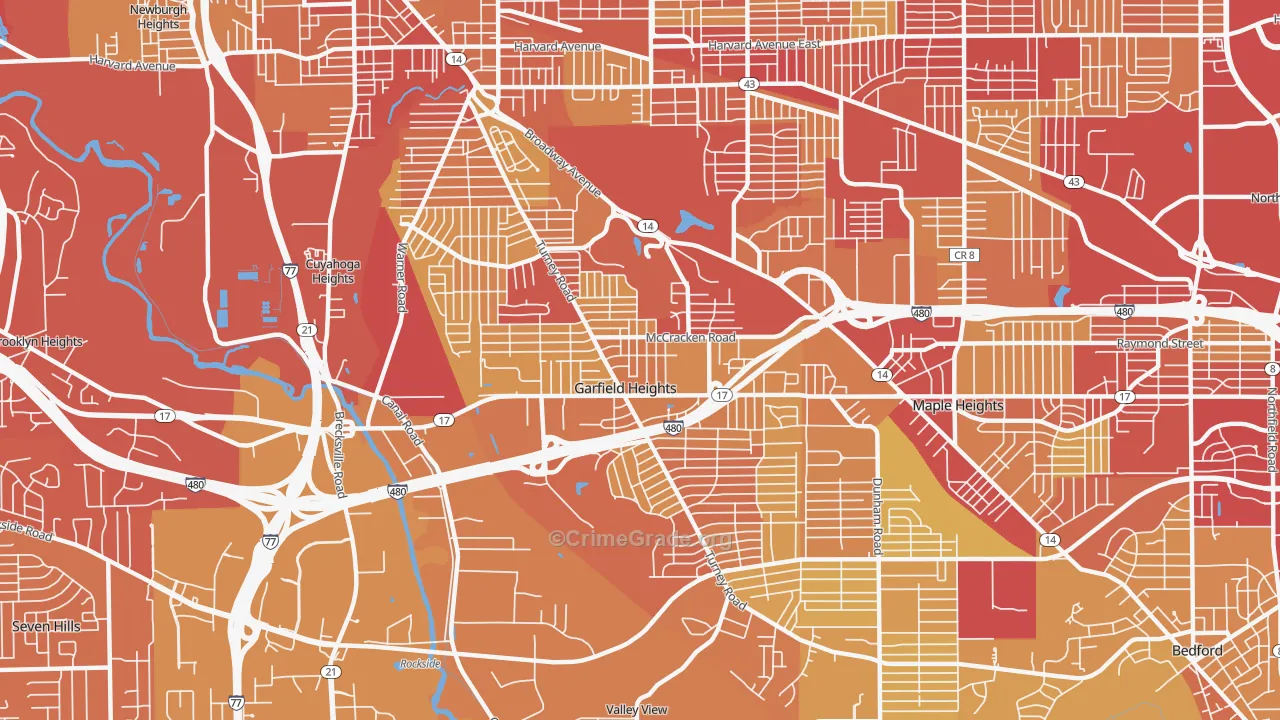 Garfield Heights, OH Map of Vehicle Theft Rates