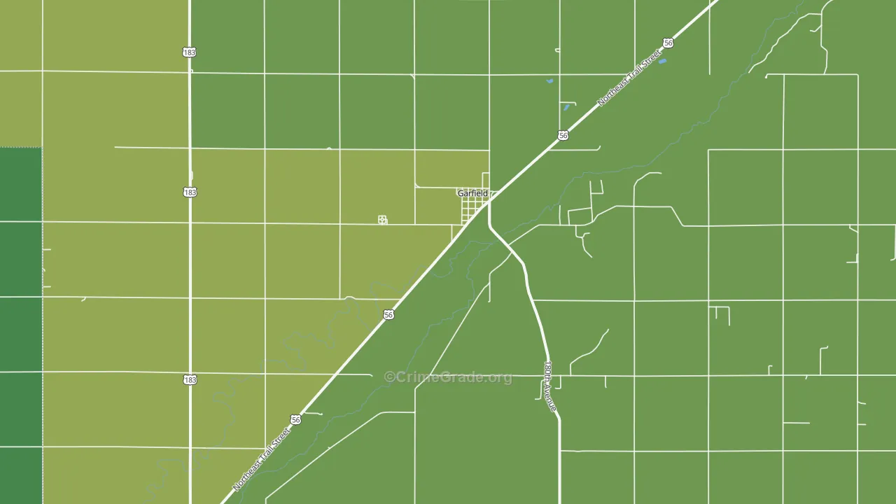 Garfield, KS Map of Vehicle Theft Rates