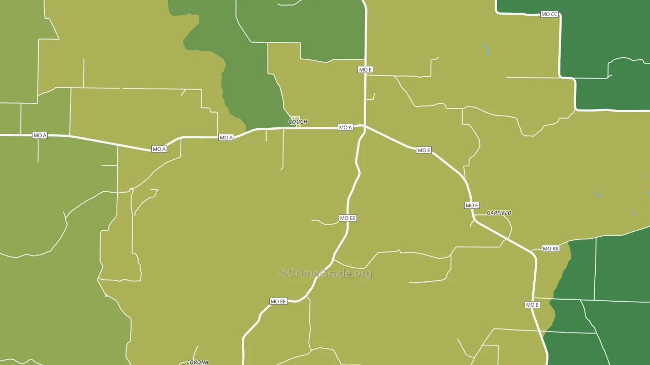 Garfield, MO Map of Vehicle Theft Rates