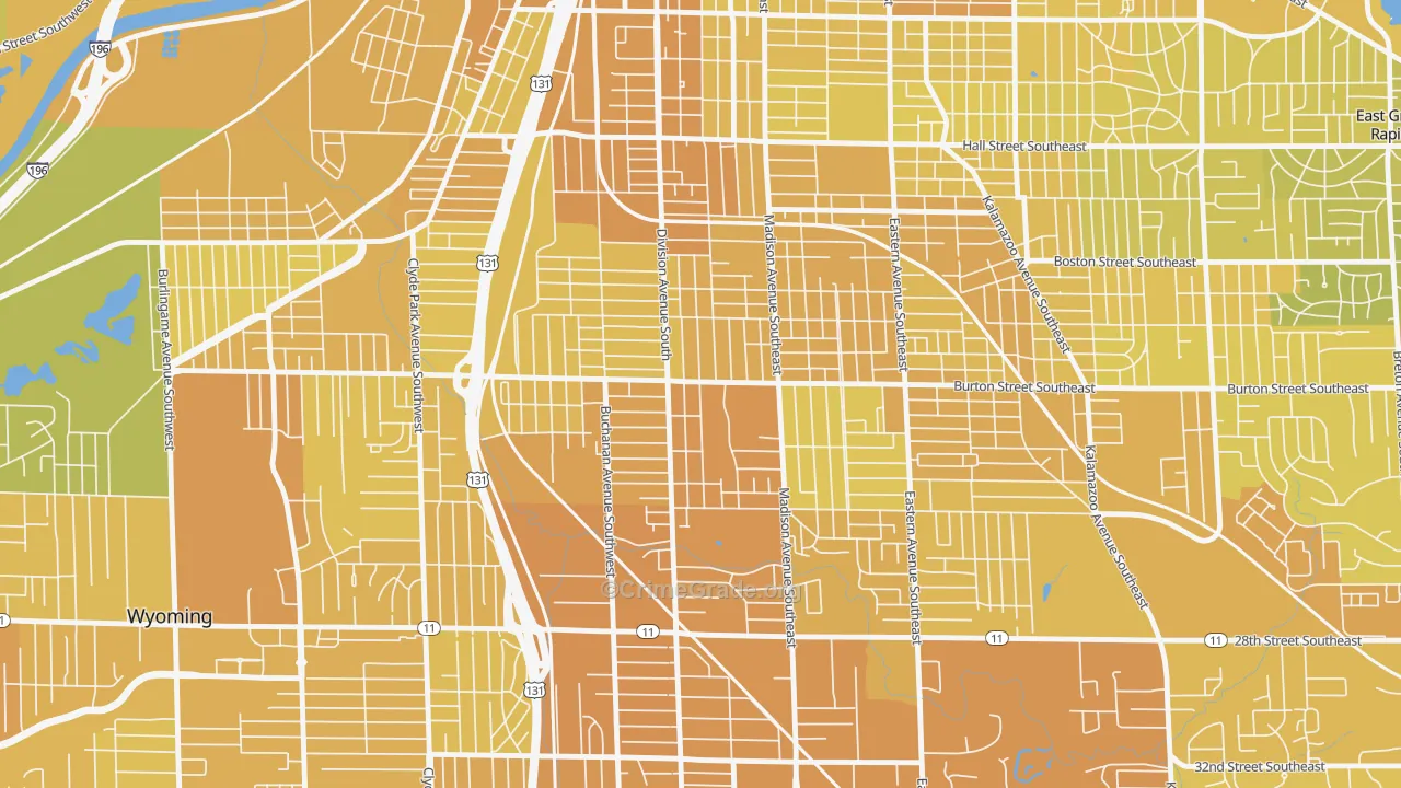 Garfield Park, Grand Rapids, MI Map of Vehicle Theft Rates