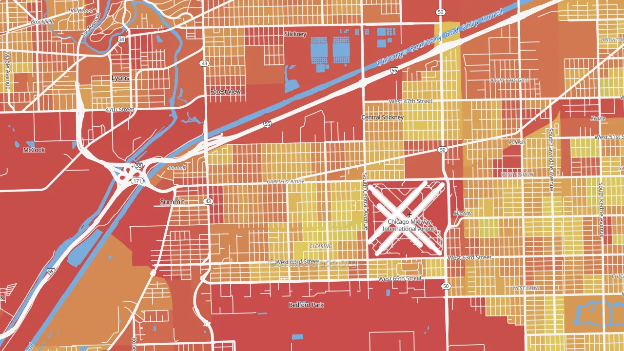Garfield Ridge, Chicago, IL Map of Vehicle Theft Rates