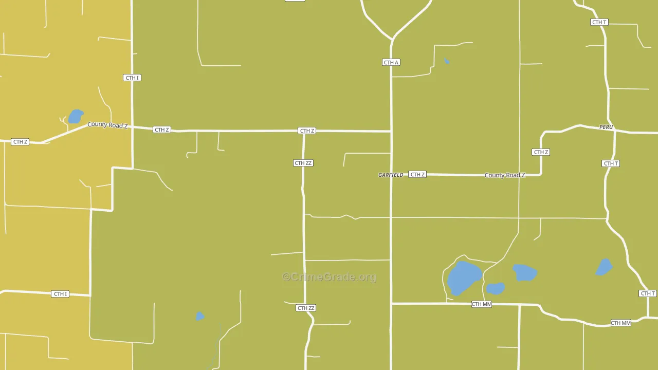 Garfield, WI Map of Vehicle Theft Rates