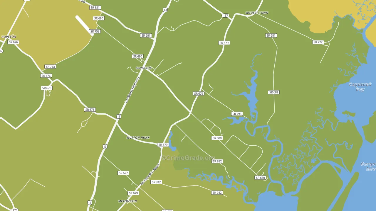 Gargatha, VA Map of Vehicle Theft Rates