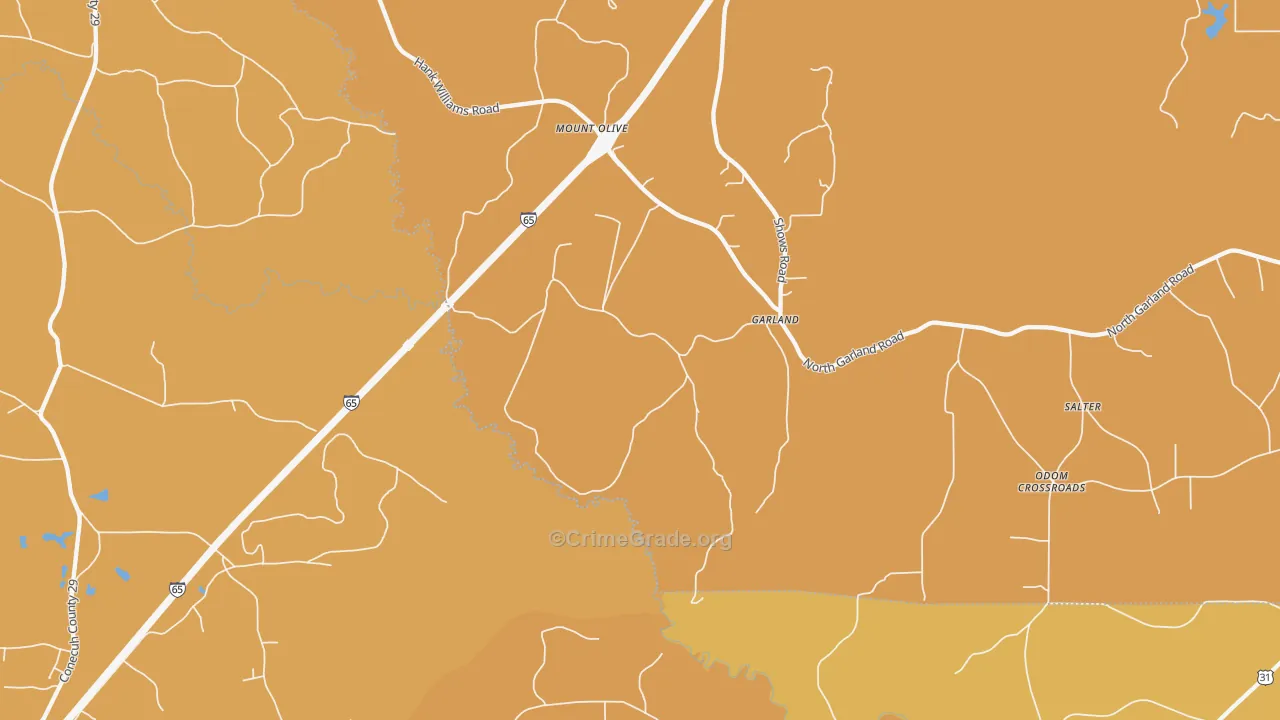 Garland, AL Map of Vehicle Theft Rates