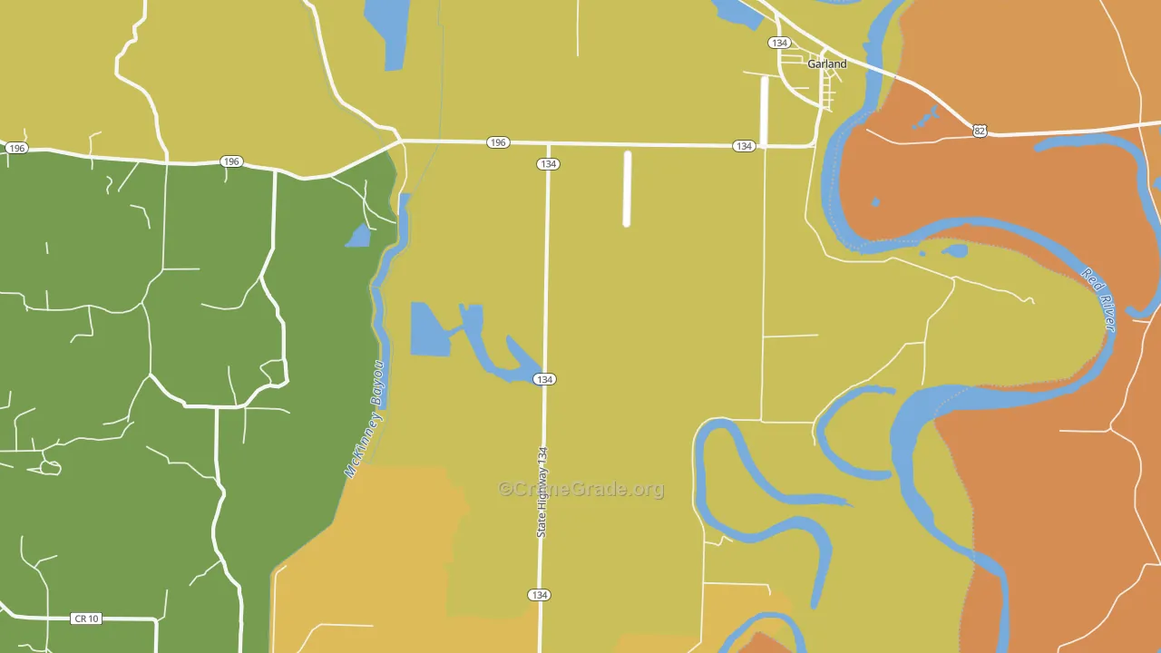 Garland City, AR Map of Vehicle Theft Rates