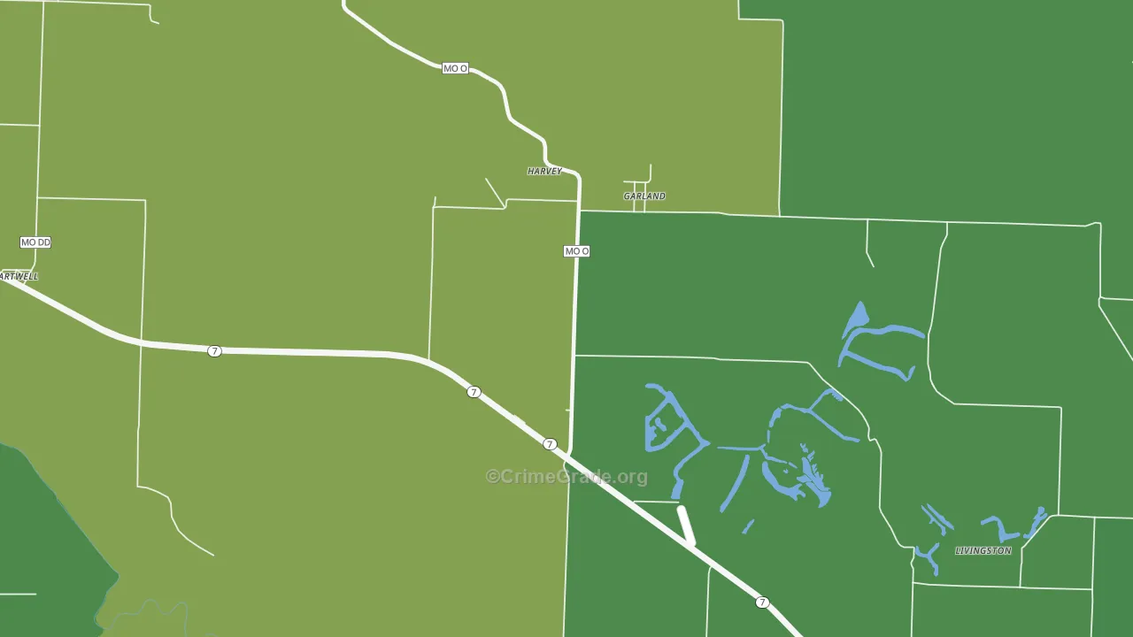 Garland, MO Map of Vehicle Theft Rates