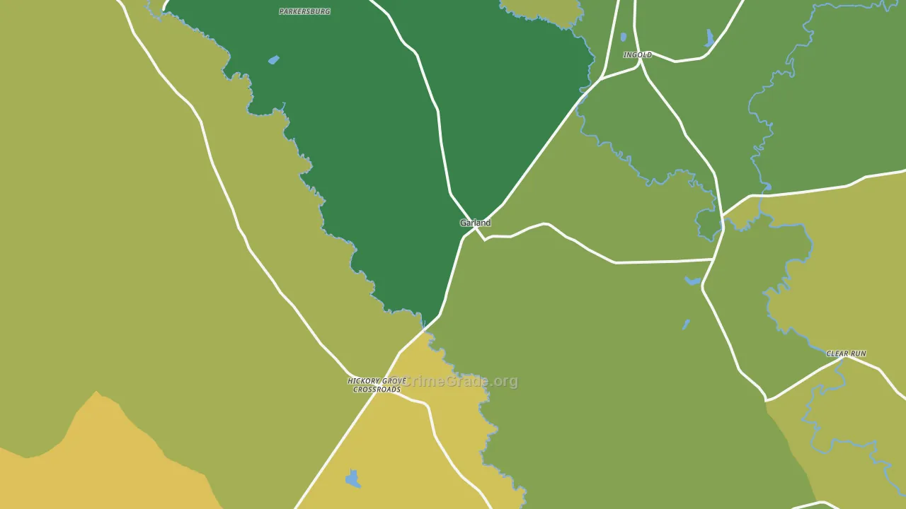 Garland, NC Map of Vehicle Theft Rates