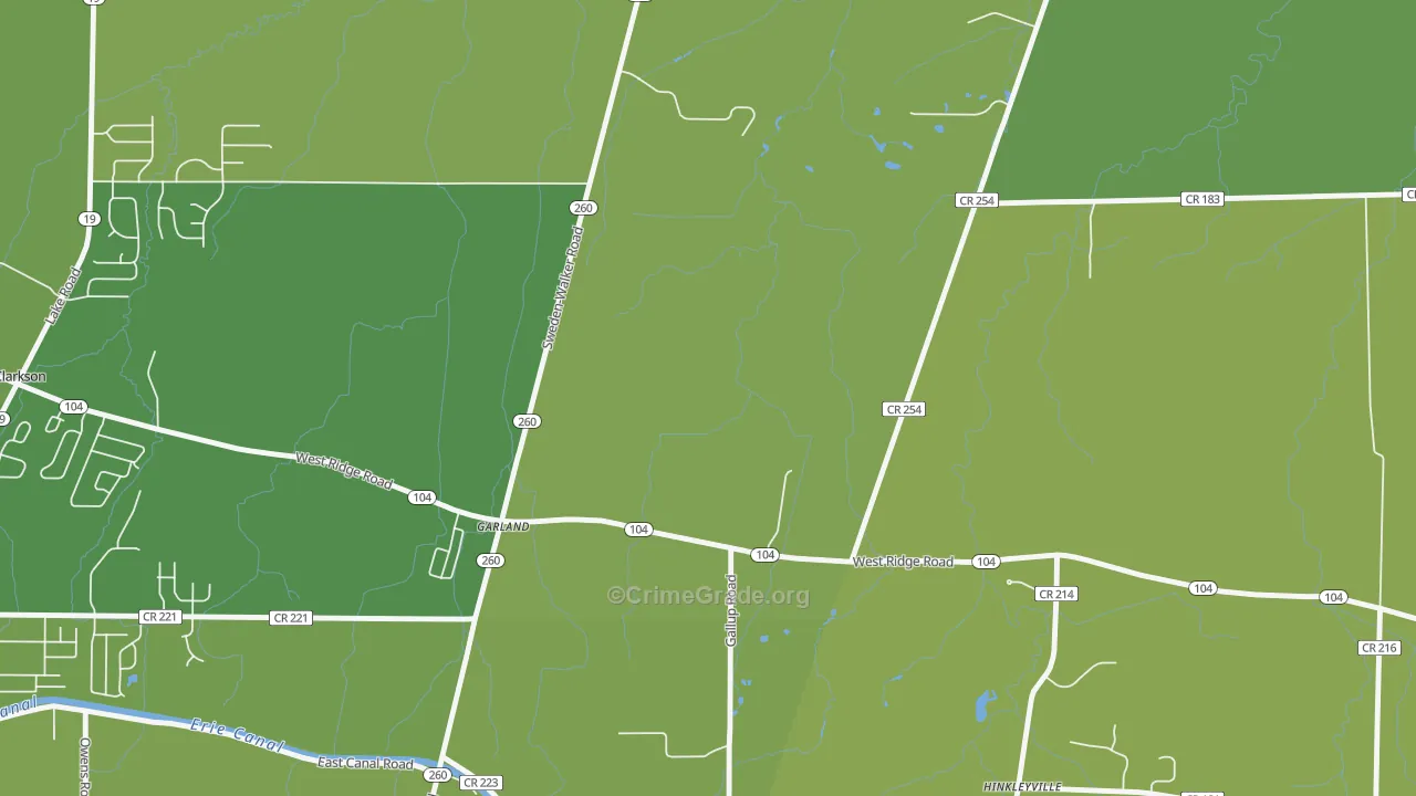 Garland, NY Map of Vehicle Theft Rates