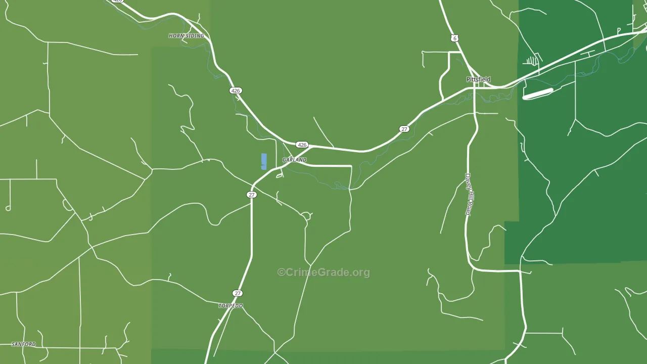 Garland, PA Map of Vehicle Theft Rates