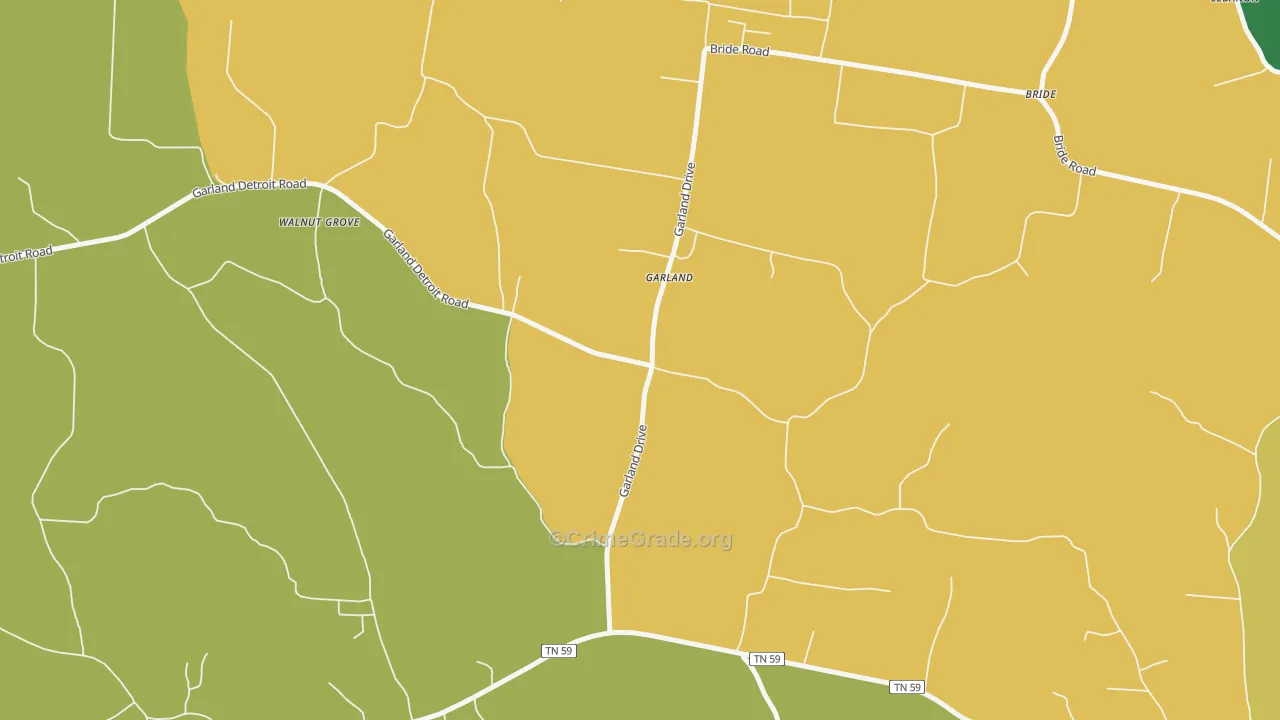 Garland, TN Map of Vehicle Theft Rates