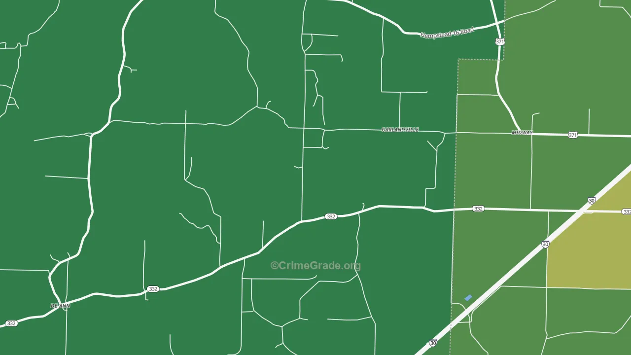 Garlandville, AR Map of Vehicle Theft Rates
