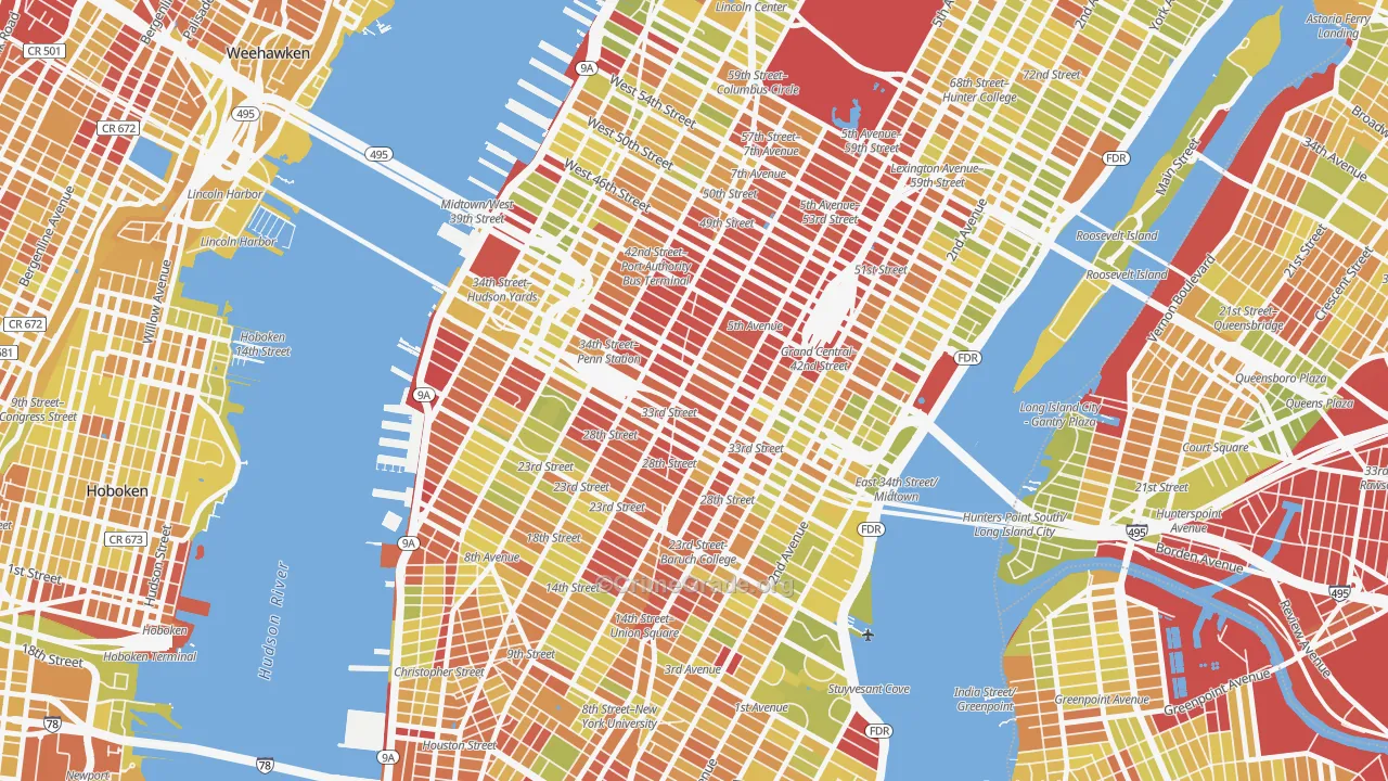 Garment District, Manhattan, NY Map of Vehicle Theft Rates