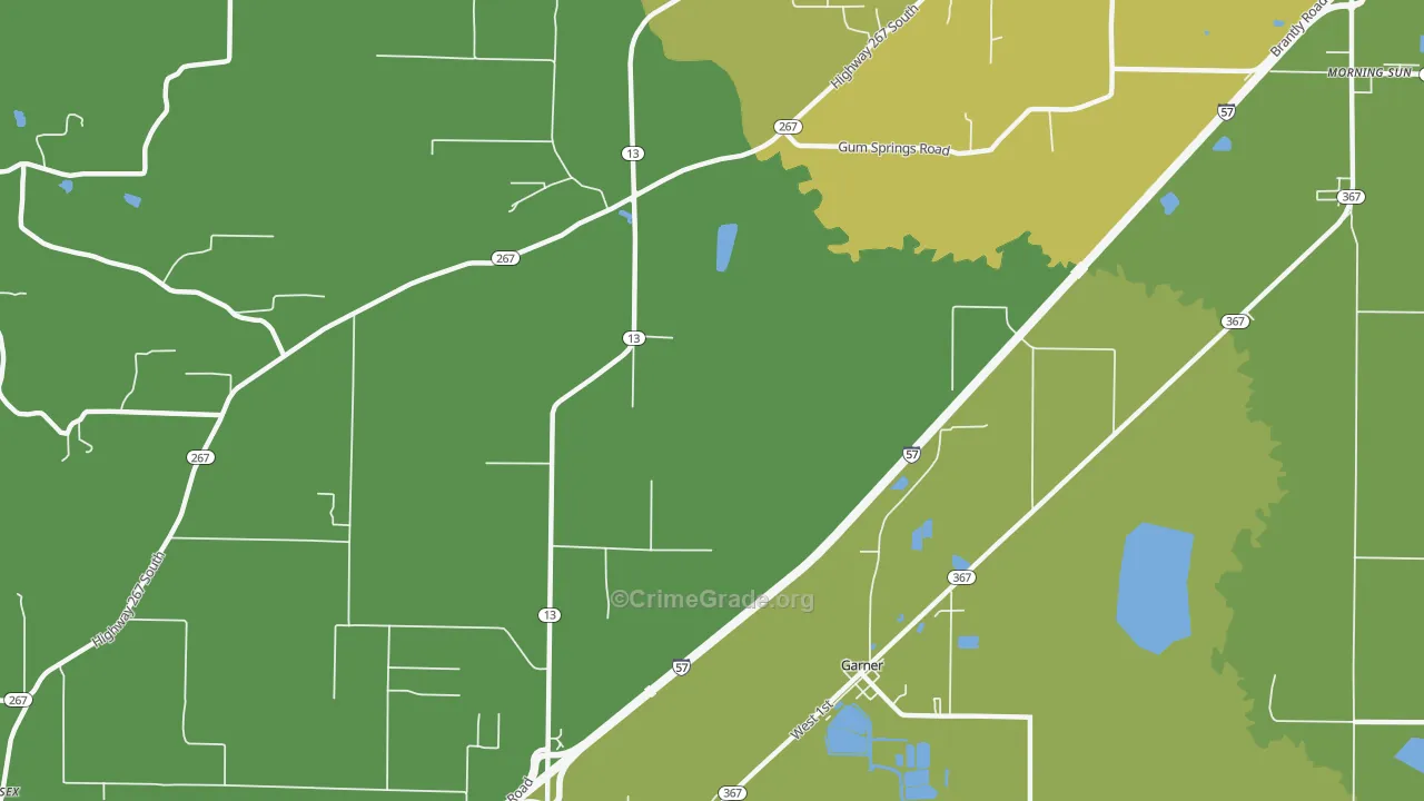 Garner, AR Map of Vehicle Theft Rates