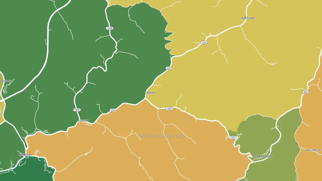 Garner, KY Map of Vehicle Theft Rates