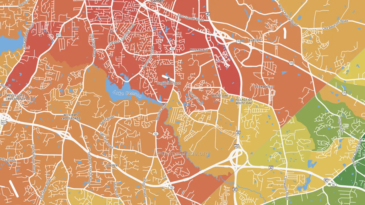 Garner, NC Map of Vehicle Theft Rates