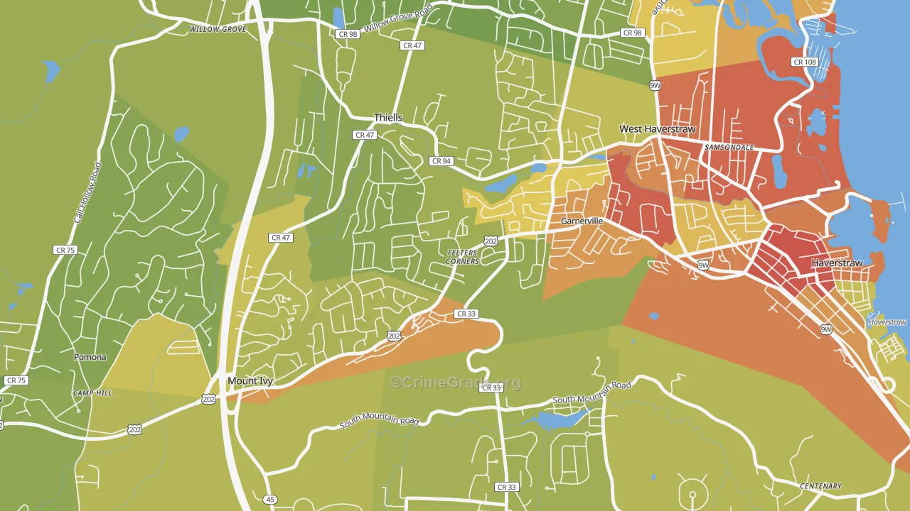 Garnerville, NY Map of Vehicle Theft Rates