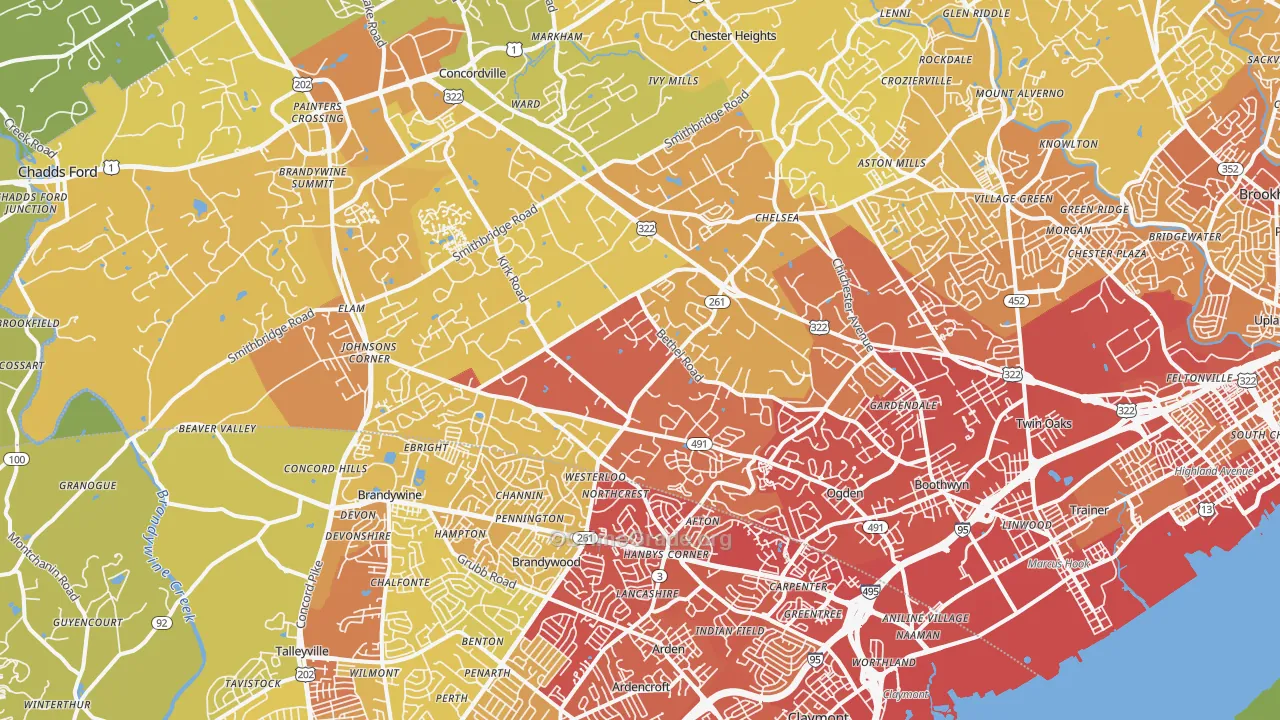 Garnet Valley, PA Map of Vehicle Theft Rates