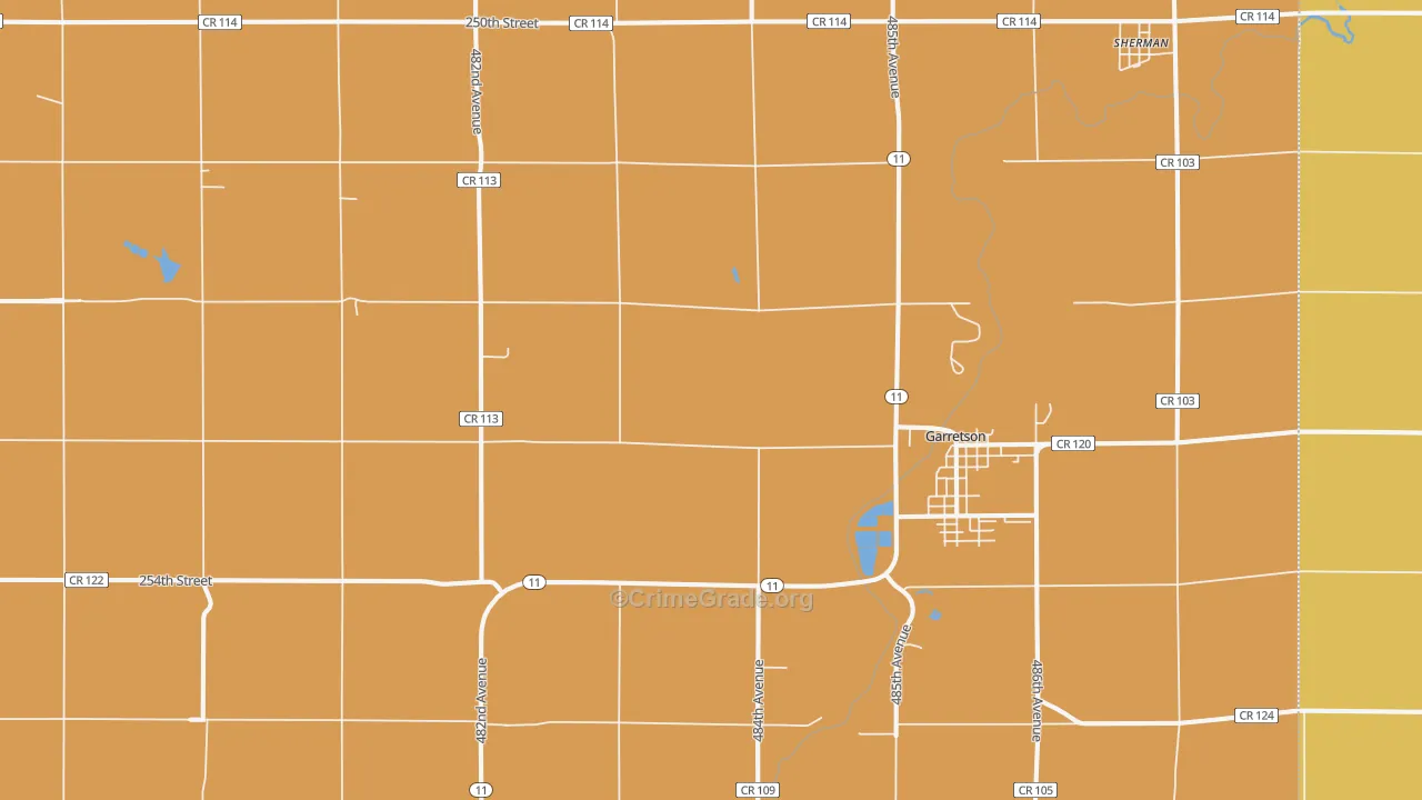 Garretson, SD Map of Vehicle Theft Rates