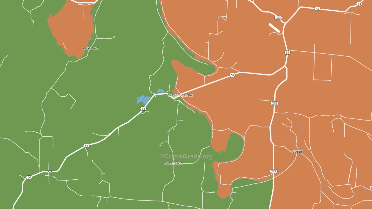 Garrett Bridge, AR Map of Vehicle Theft Rates