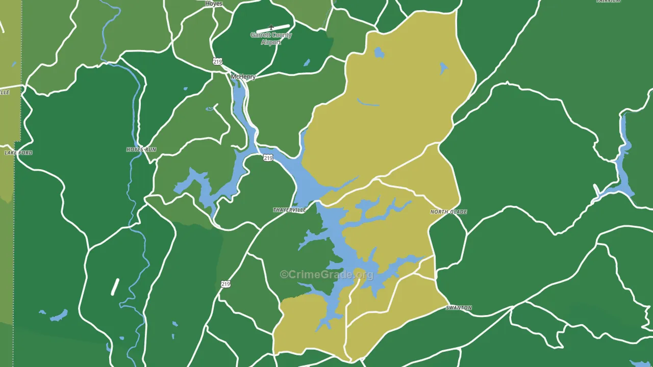 Garrett County, MD Map of Vehicle Theft Rates