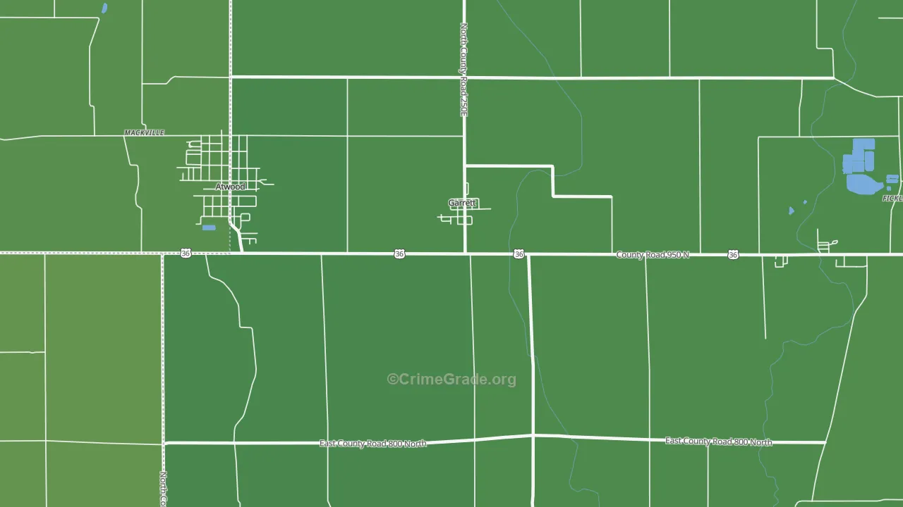 Garrett, IL Map of Vehicle Theft Rates