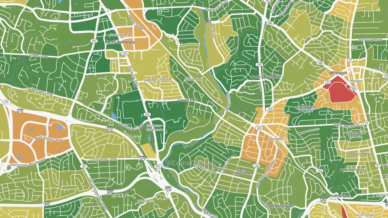 Garrett Park, MD Map of Vehicle Theft Rates