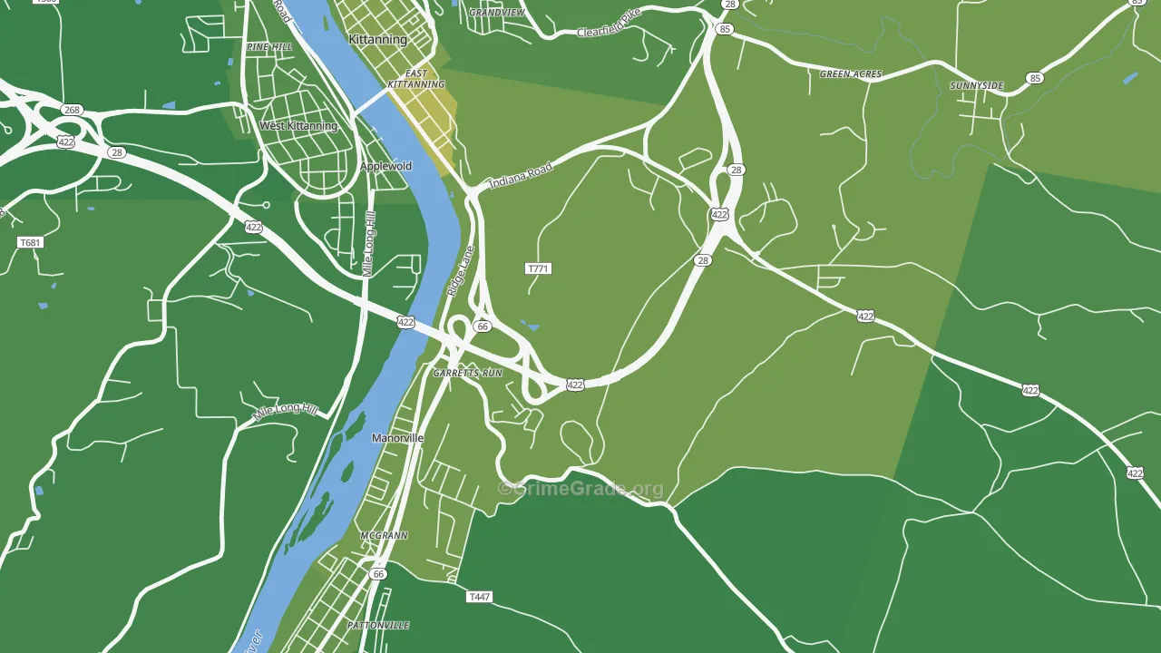 Garretts Run, PA Map of Vehicle Theft Rates