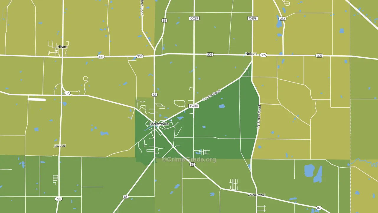 Garrettsville, OH Map of Vehicle Theft Rates