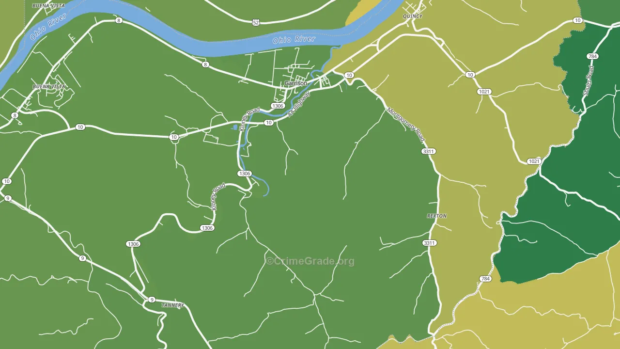 Garrison, KY Map of Vehicle Theft Rates