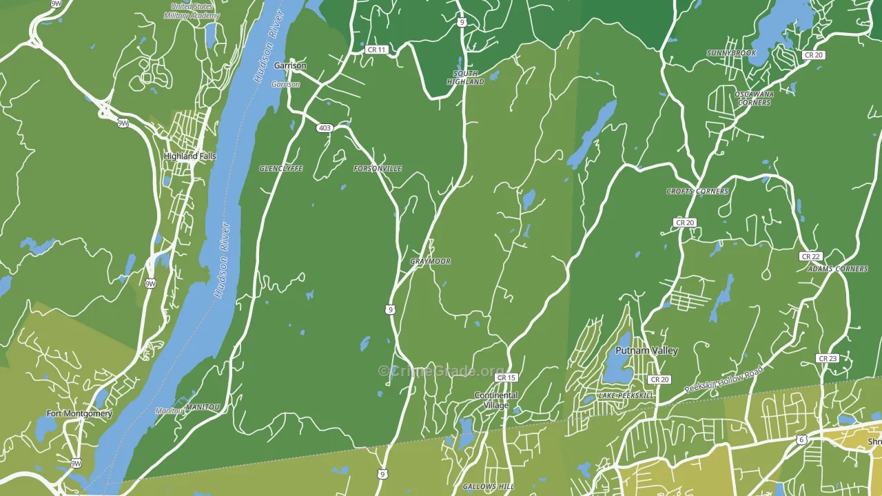 Garrison, NY Map of Vehicle Theft Rates