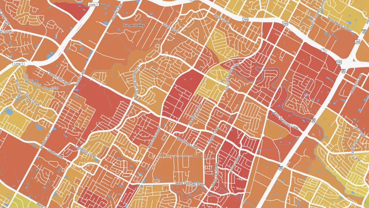 Garrison Park, Austin, TX Map of Vehicle Theft Rates