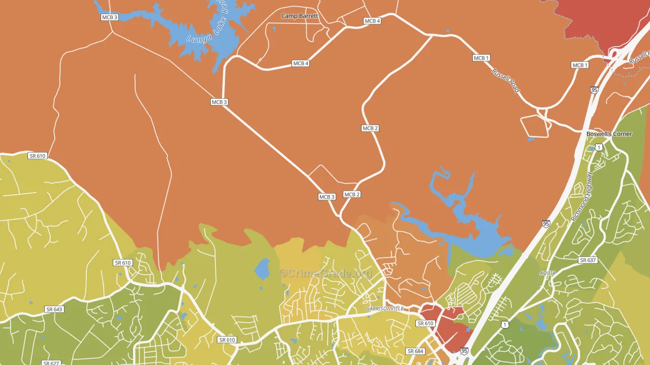 Garrisonville, VA Map of Vehicle Theft Rates
