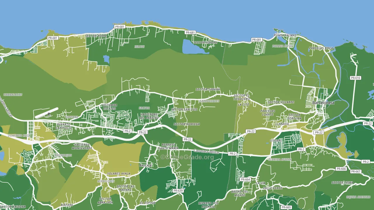 Garrochales, PR Map of Vehicle Theft Rates