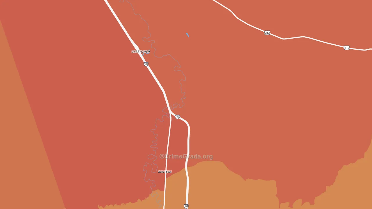 Garryowen, MT Map of Vehicle Theft Rates