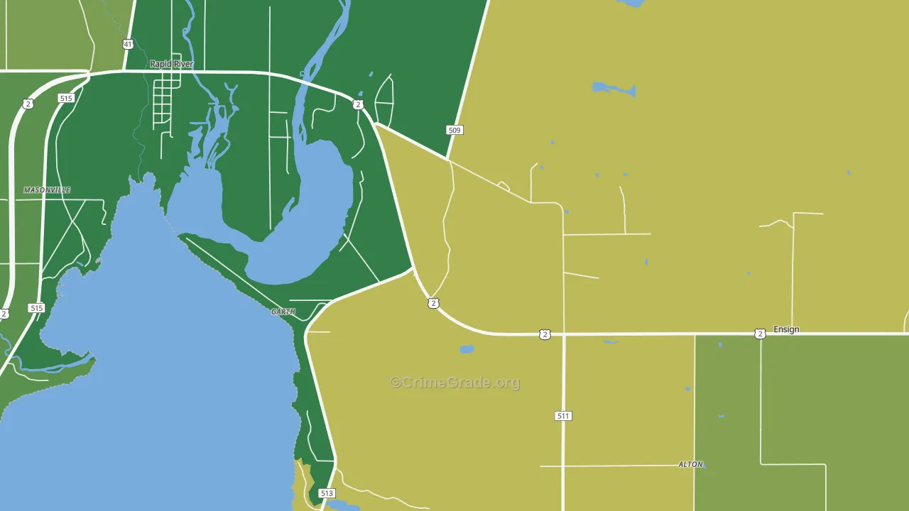Garth, MI Map of Vehicle Theft Rates