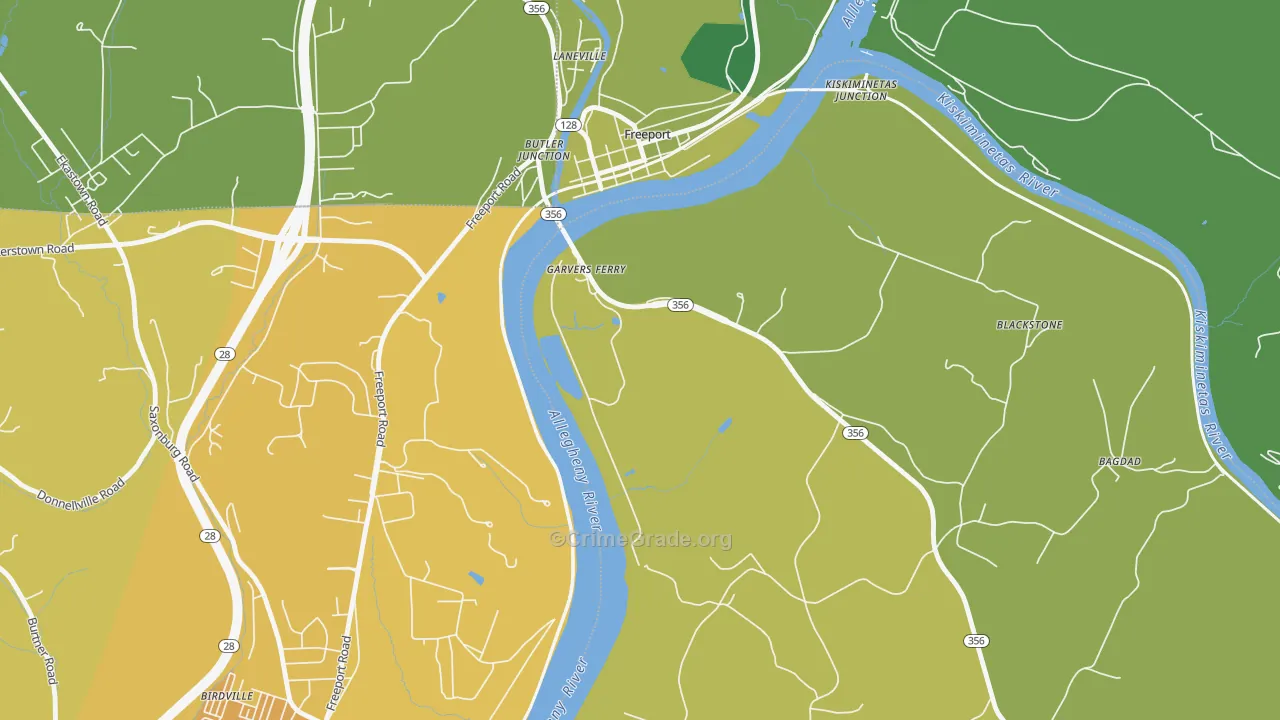 Garvers Ferry, PA Map of Vehicle Theft Rates