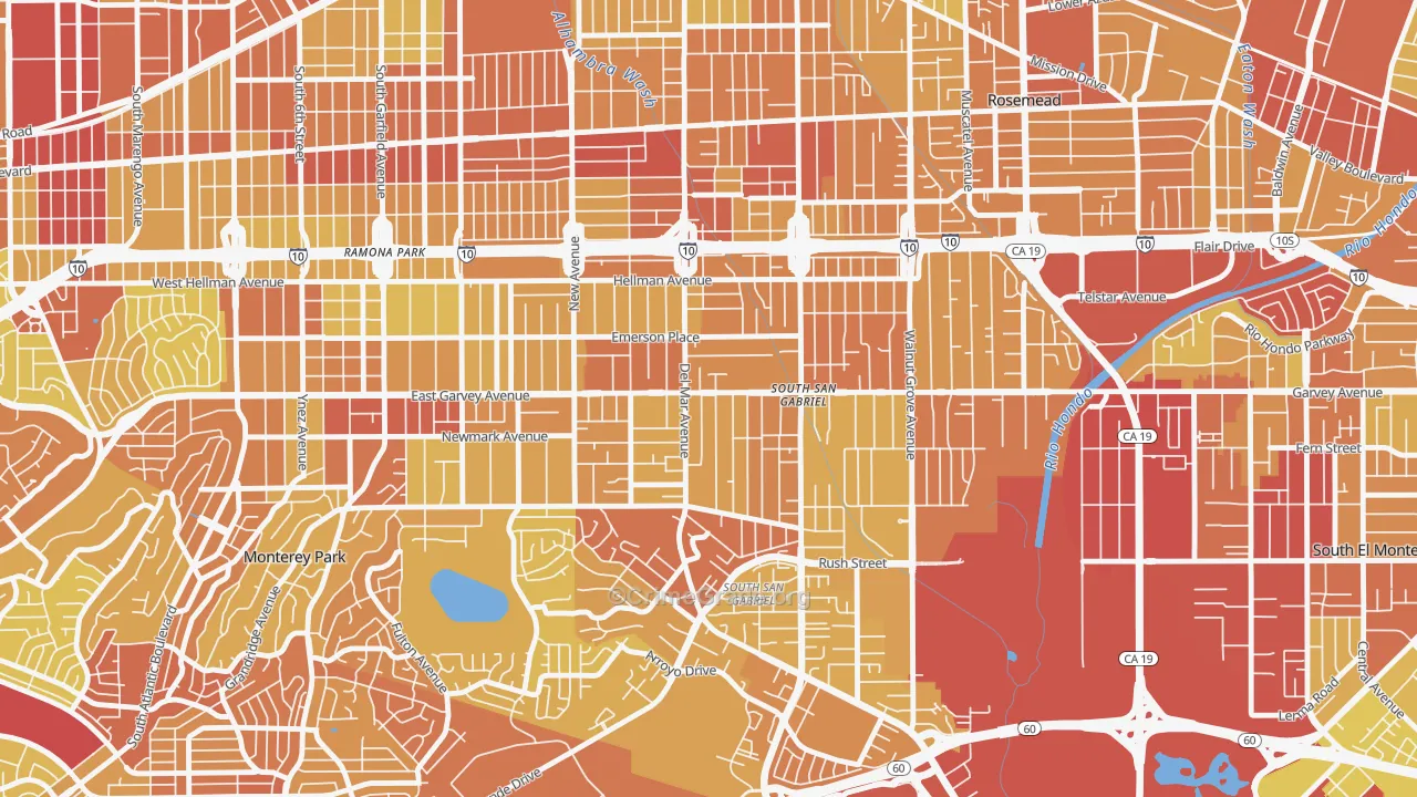 Garvey, Rosemead, CA Map of Vehicle Theft Rates