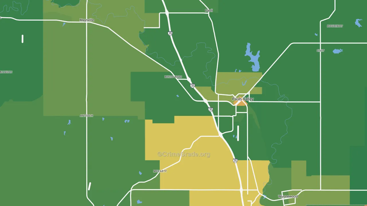 Garvin County, OK Map of Vehicle Theft Rates