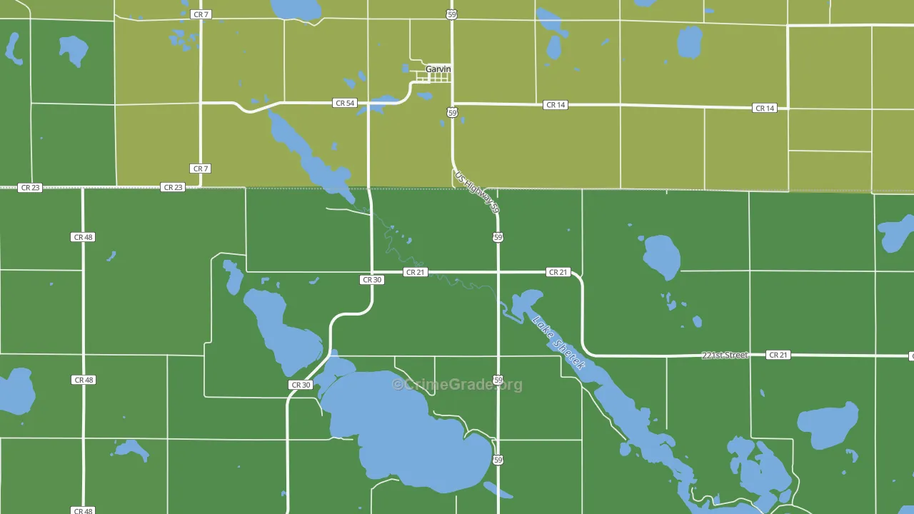 Garvin, MN Map of Vehicle Theft Rates