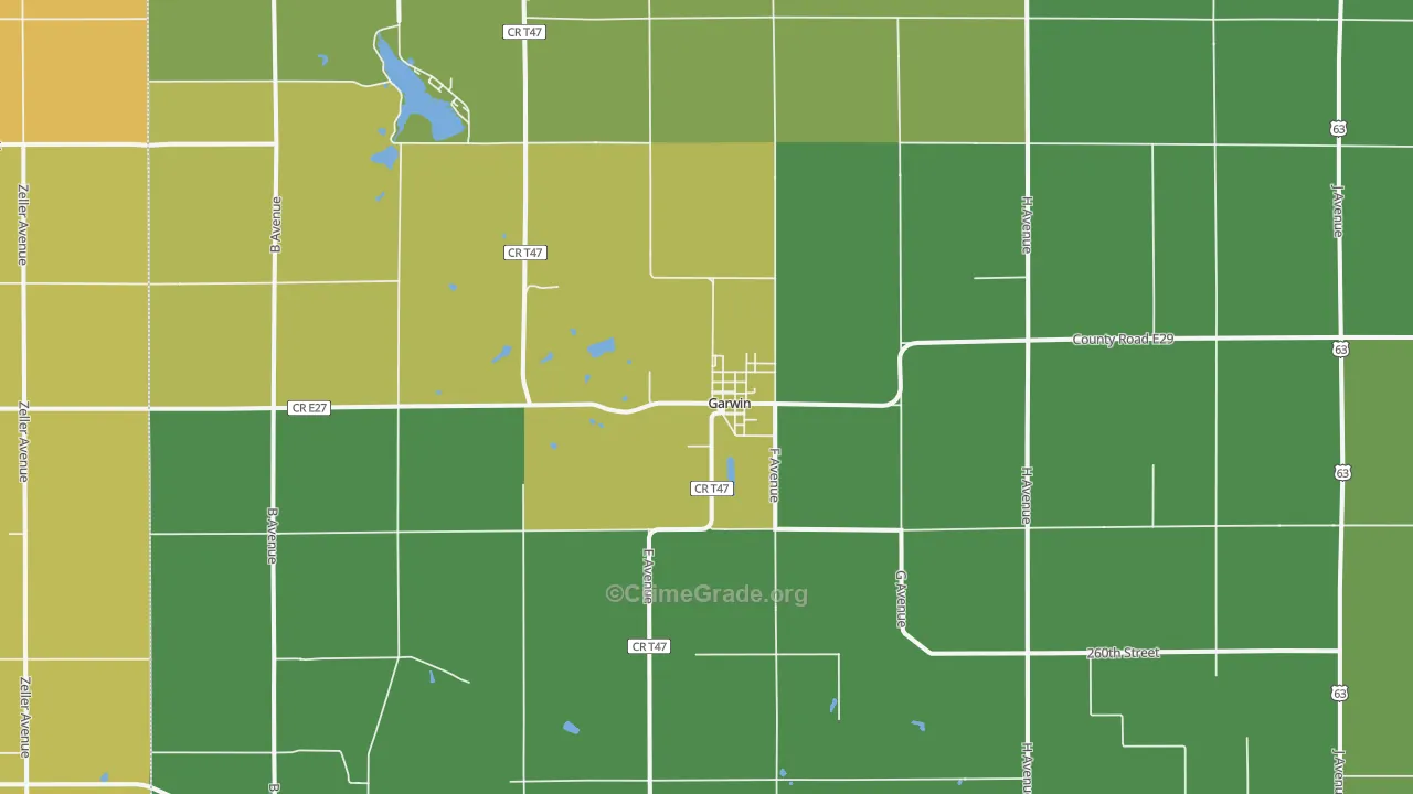 Garwin, IA Map of Vehicle Theft Rates
